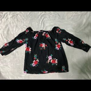 Black floral girls top